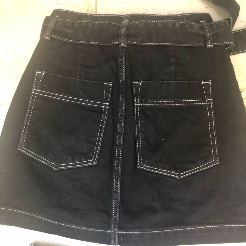 Mini skirt LOT of 2, dark denim zip and tie front and heavy thread stretch, Sz S - Picture 6 of 16